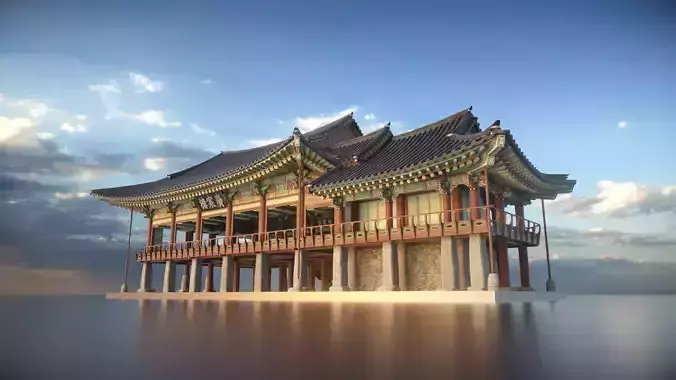 Korea Gwanghallu Pavilion - Joseon Hanok 3D model Low-poly 3D model