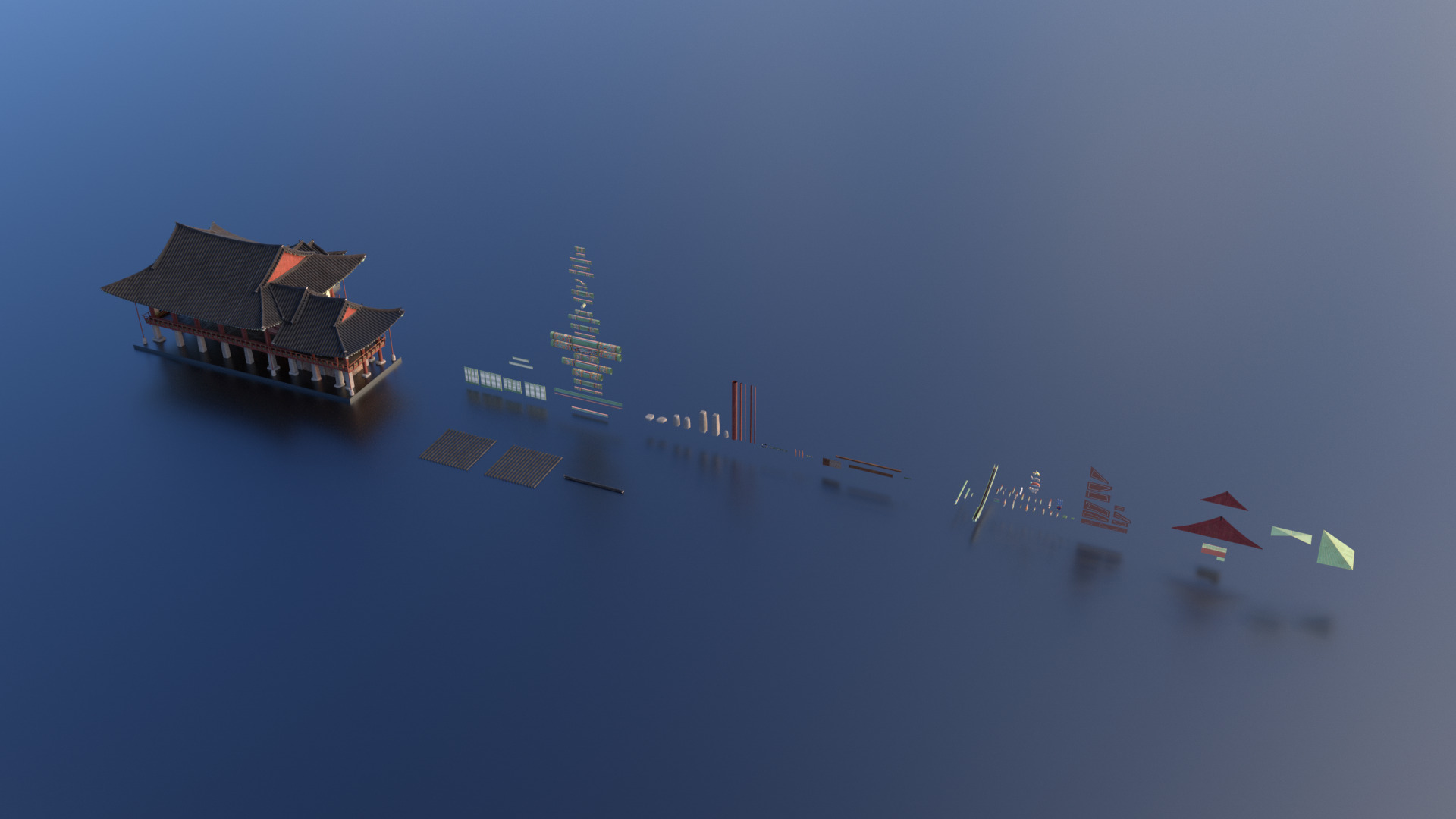 Korea Gwanghallu Pavilion - Joseon Hanok 3D model Low-poly 3D model_11