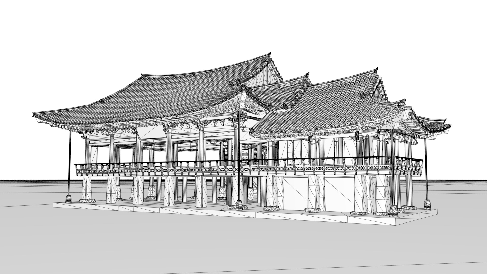Korea Gwanghallu Pavilion - Joseon Hanok 3D model Low-poly 3D model_18