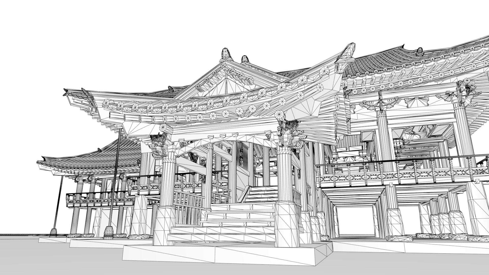 Korea Gwanghallu Pavilion - Joseon Hanok 3D model Low-poly 3D model_23