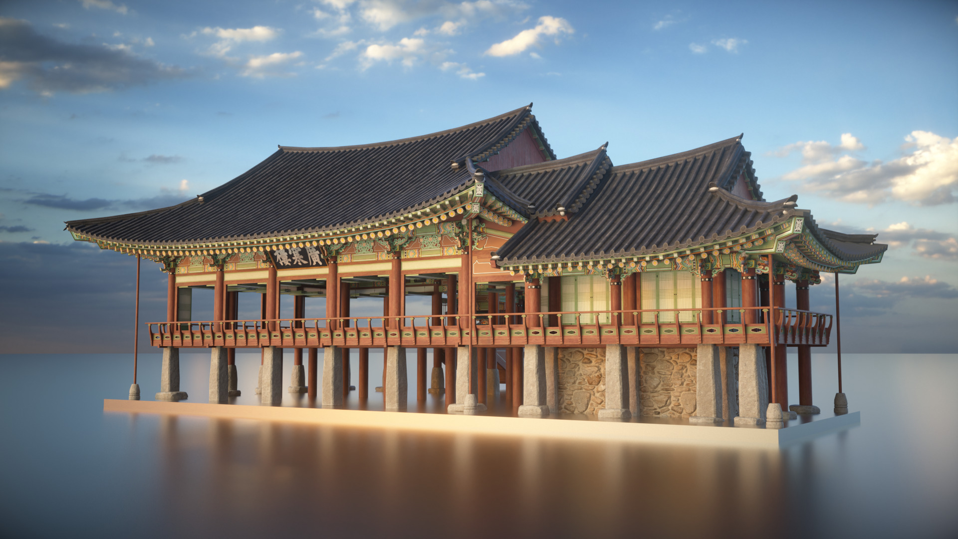 Korea Gwanghallu Pavilion - Joseon Hanok 3D model Low-poly 3D model_1