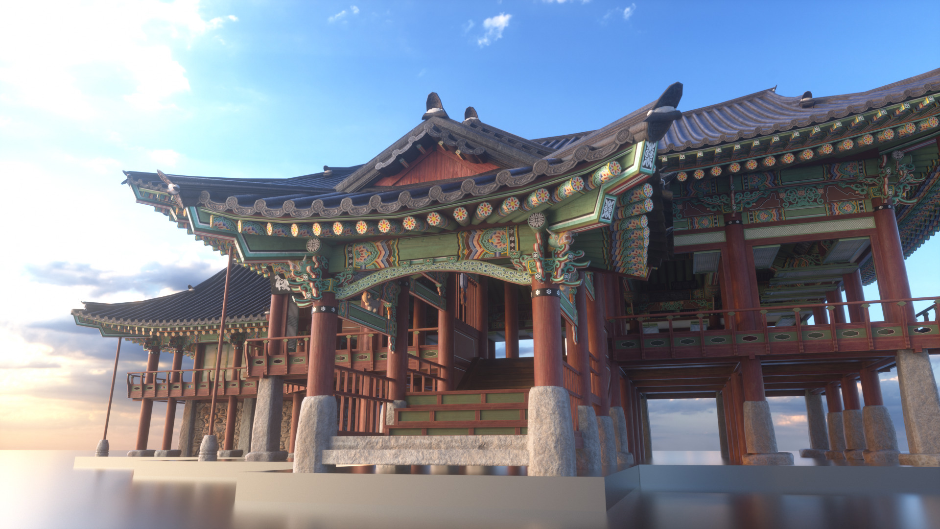 Korea Gwanghallu Pavilion - Joseon Hanok 3D model Low-poly 3D model_7