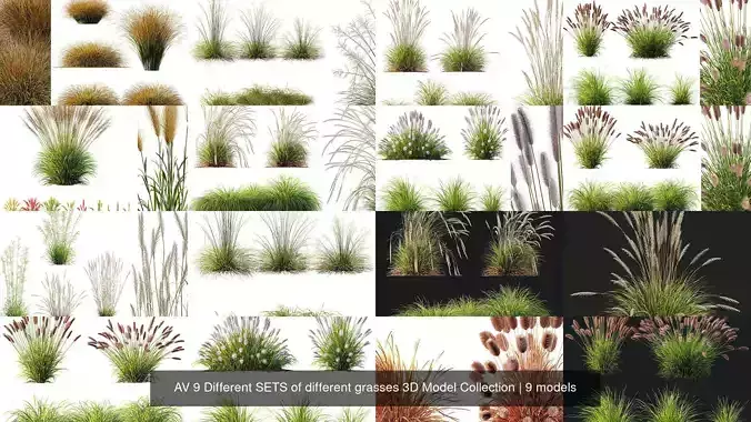 AV 9 Different SETS of different grasses 3D Model Collection 