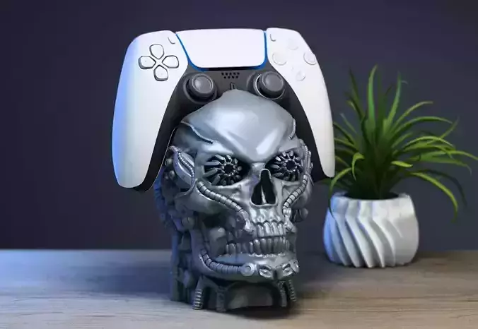 Robot skull Ps5 controller stand 3D print model