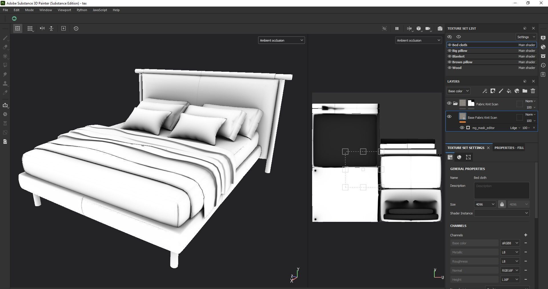 Modern King Size Bed Low-poly 3D model_23