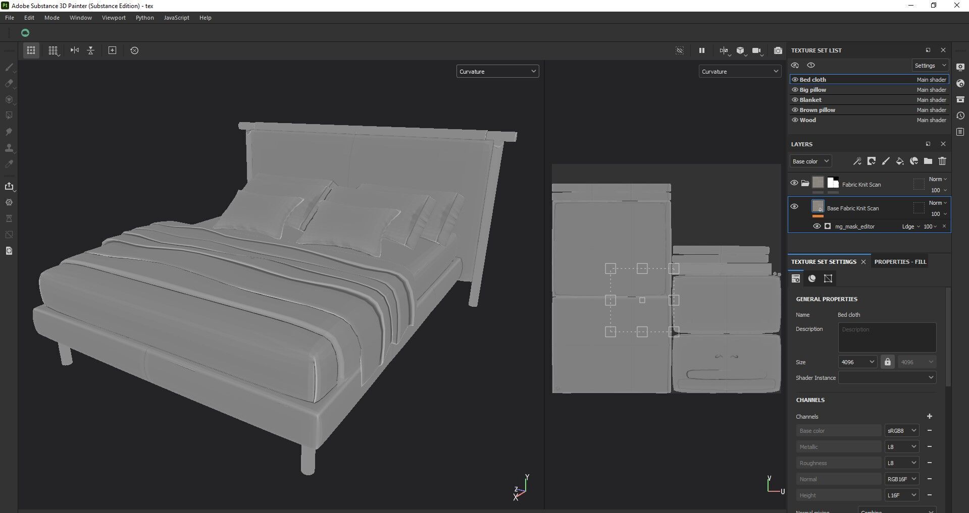 Modern King Size Bed Low-poly 3D model_24