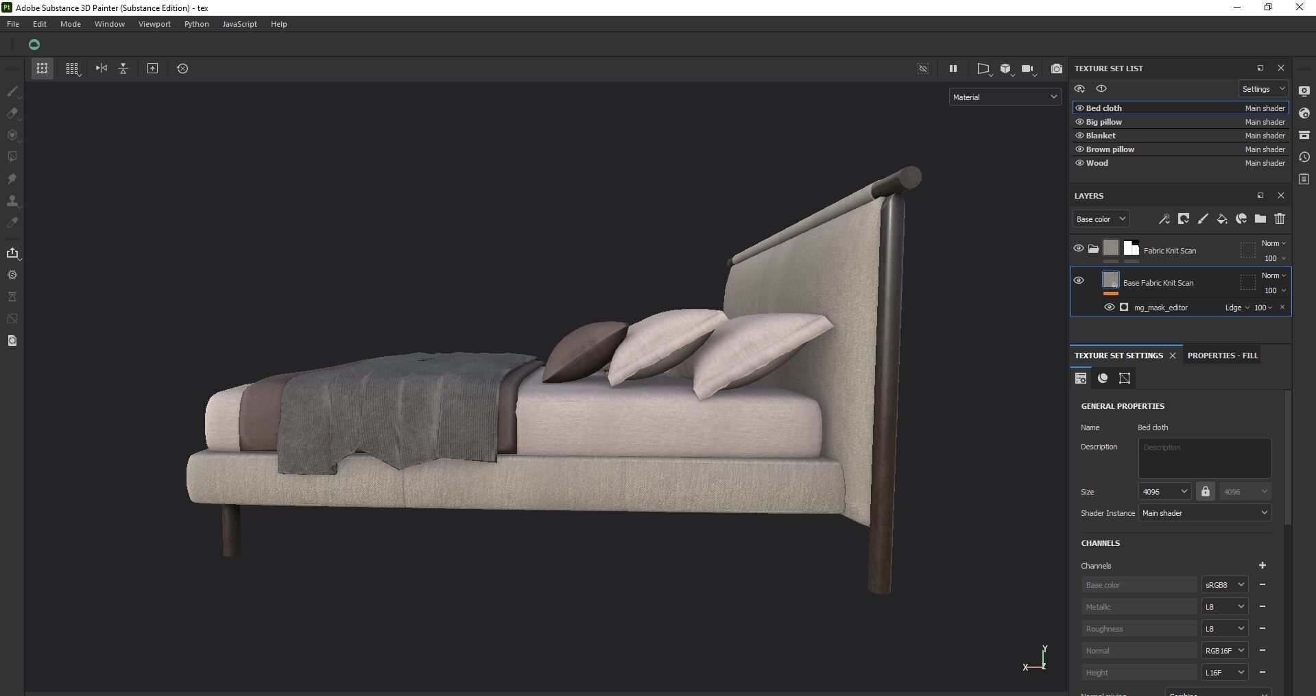 Modern King Size Bed Low-poly 3D model_27