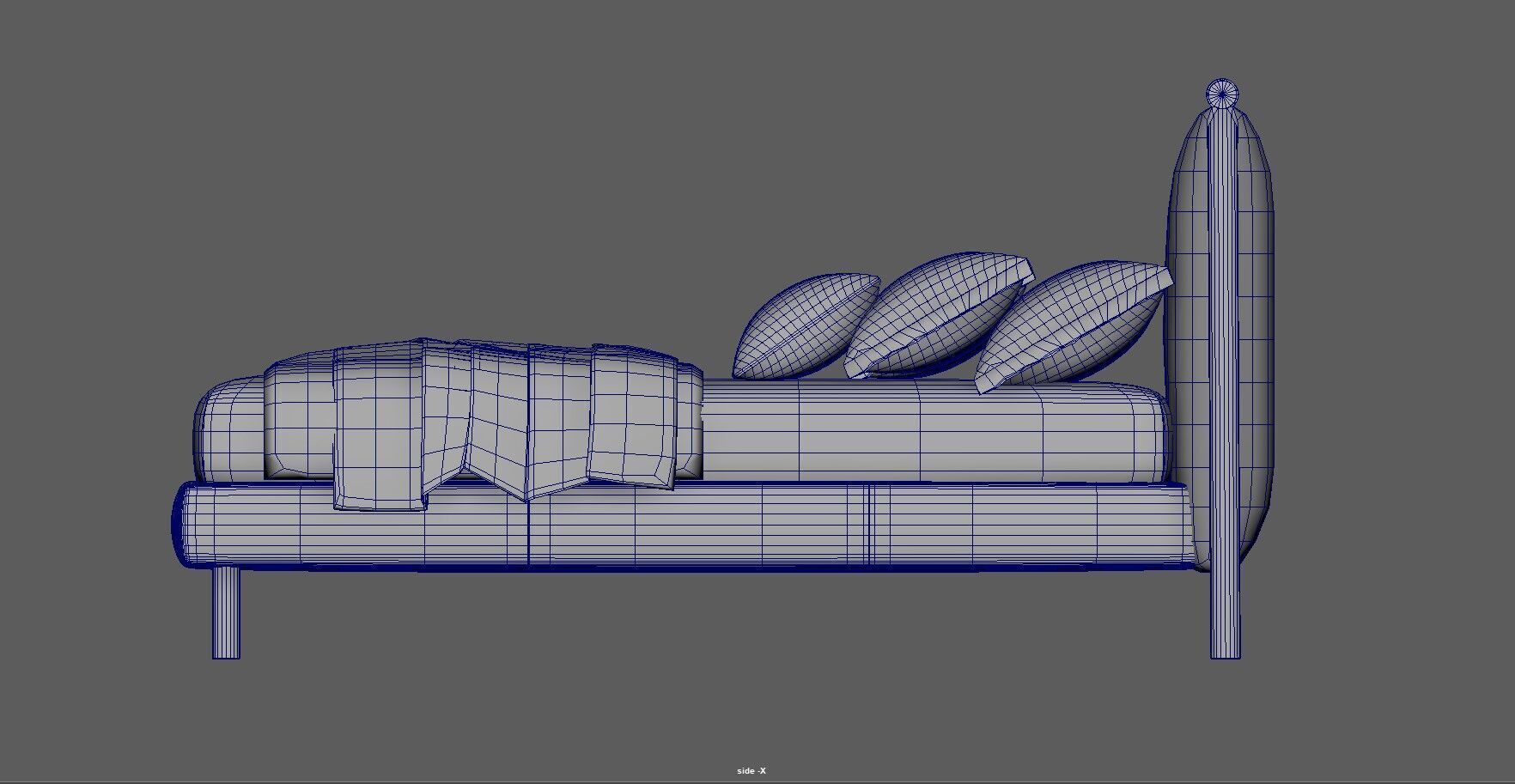 Modern King Size Bed Low-poly 3D model_13