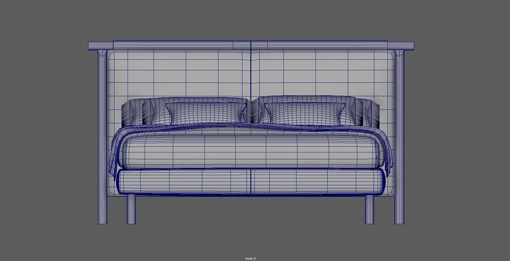Modern King Size Bed Low-poly 3D model_11