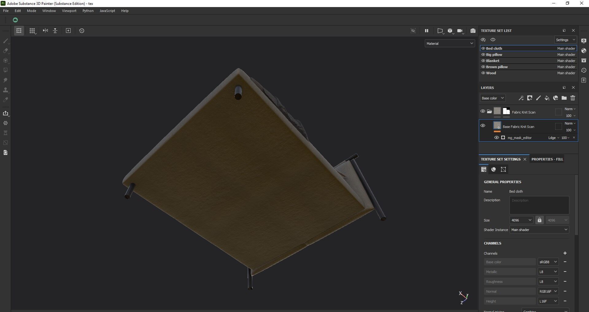 Modern King Size Bed Low-poly 3D model_30