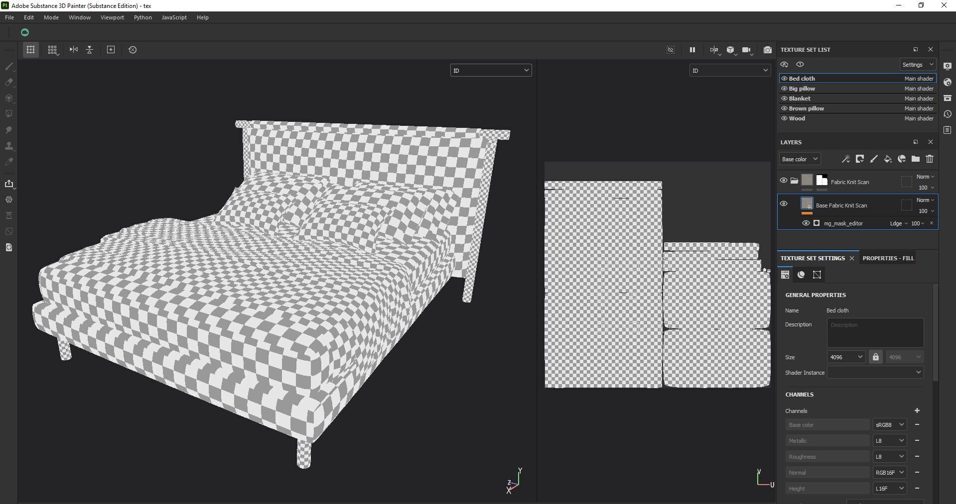 Modern King Size Bed Low-poly 3D model_22