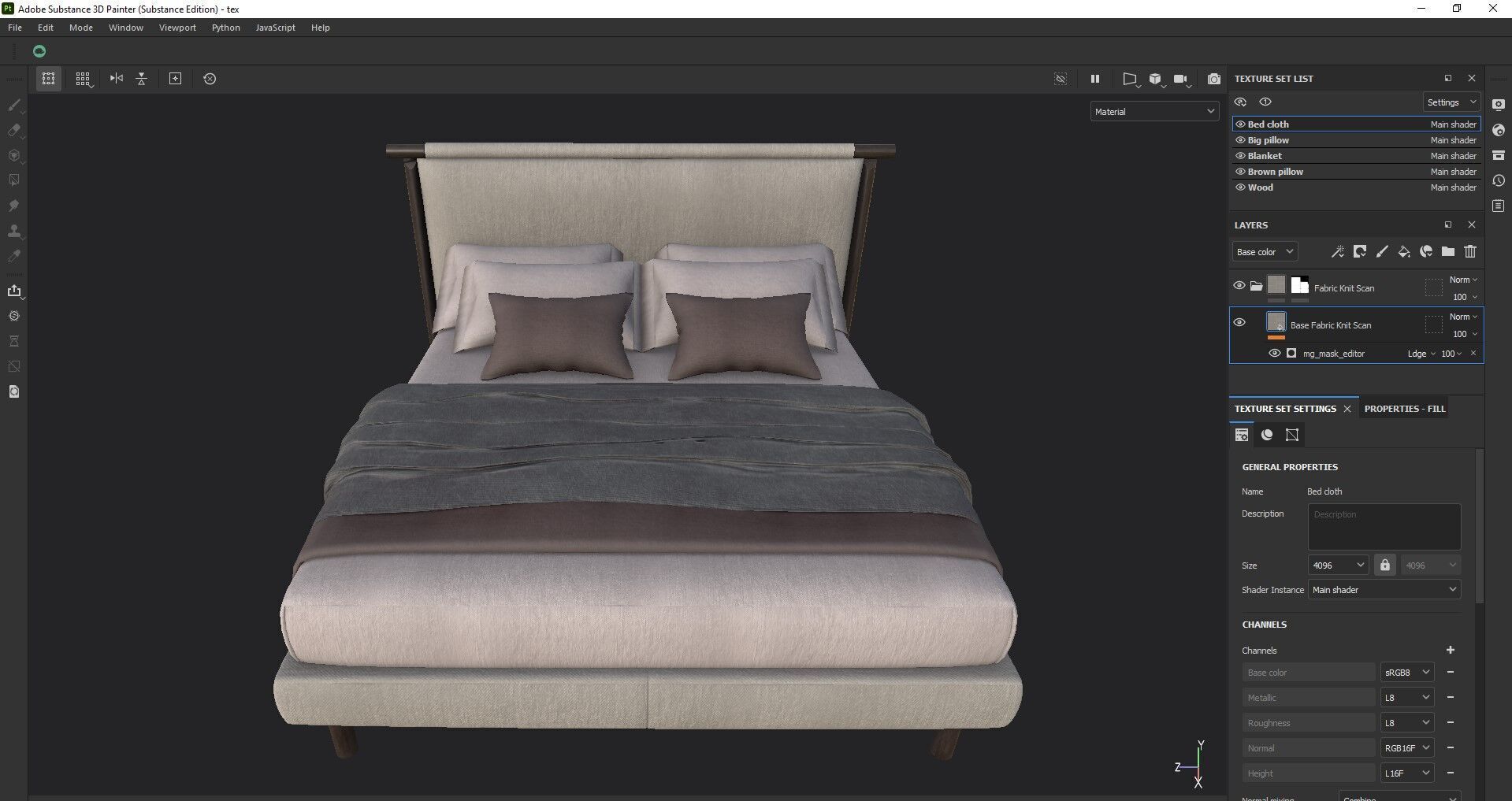 Modern King Size Bed Low-poly 3D model_29