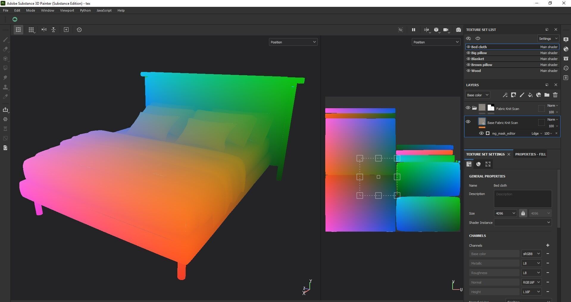 Modern King Size Bed Low-poly 3D model_25