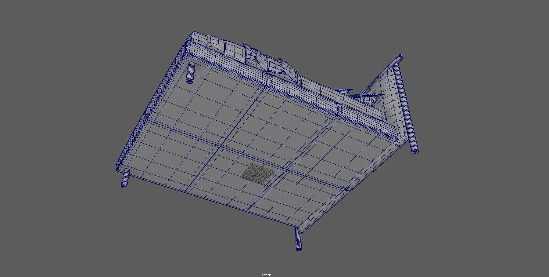 Modern King Size Bed Low-poly 3D model_17