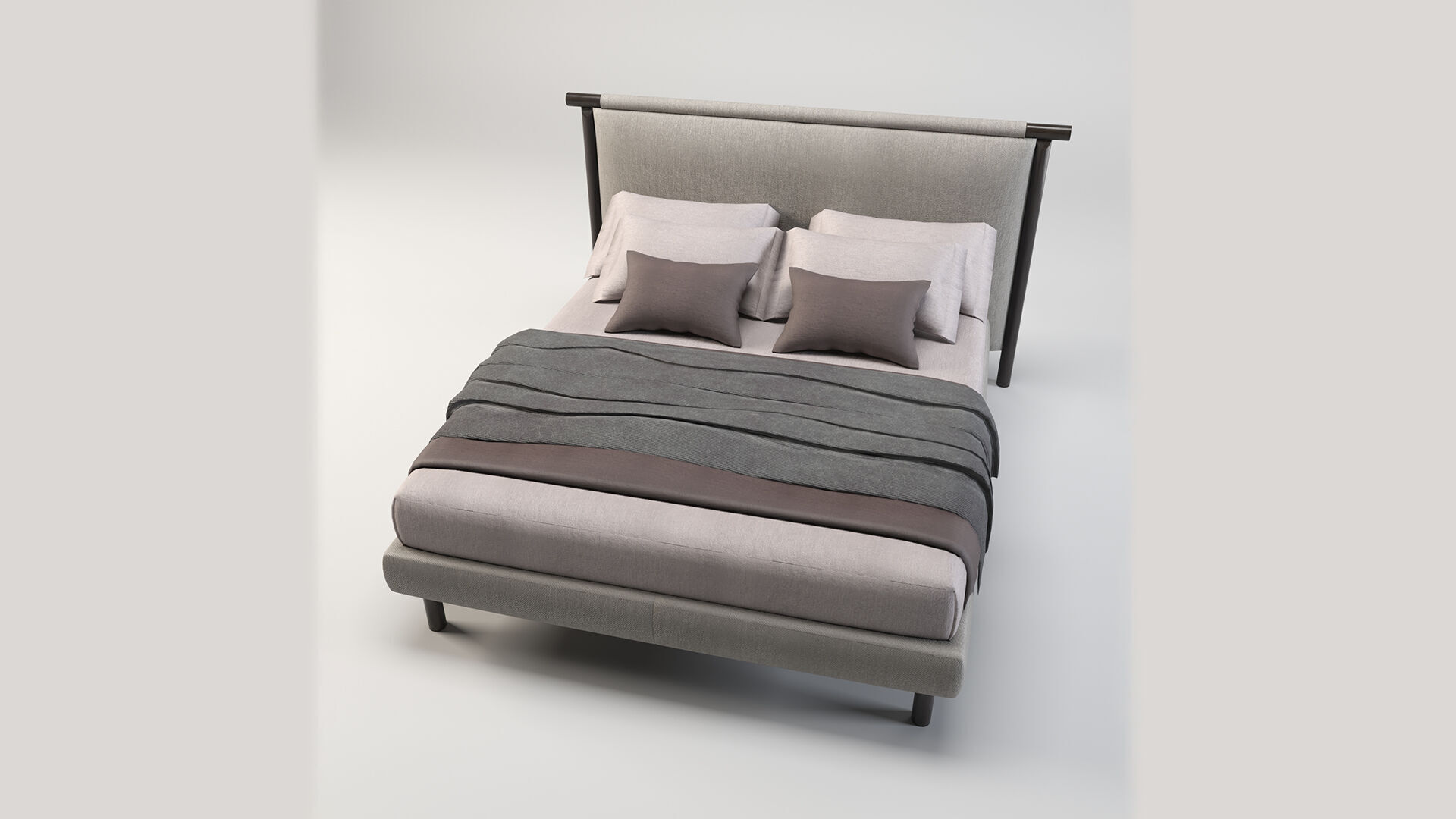 Modern King Size Bed Low-poly 3D model_4