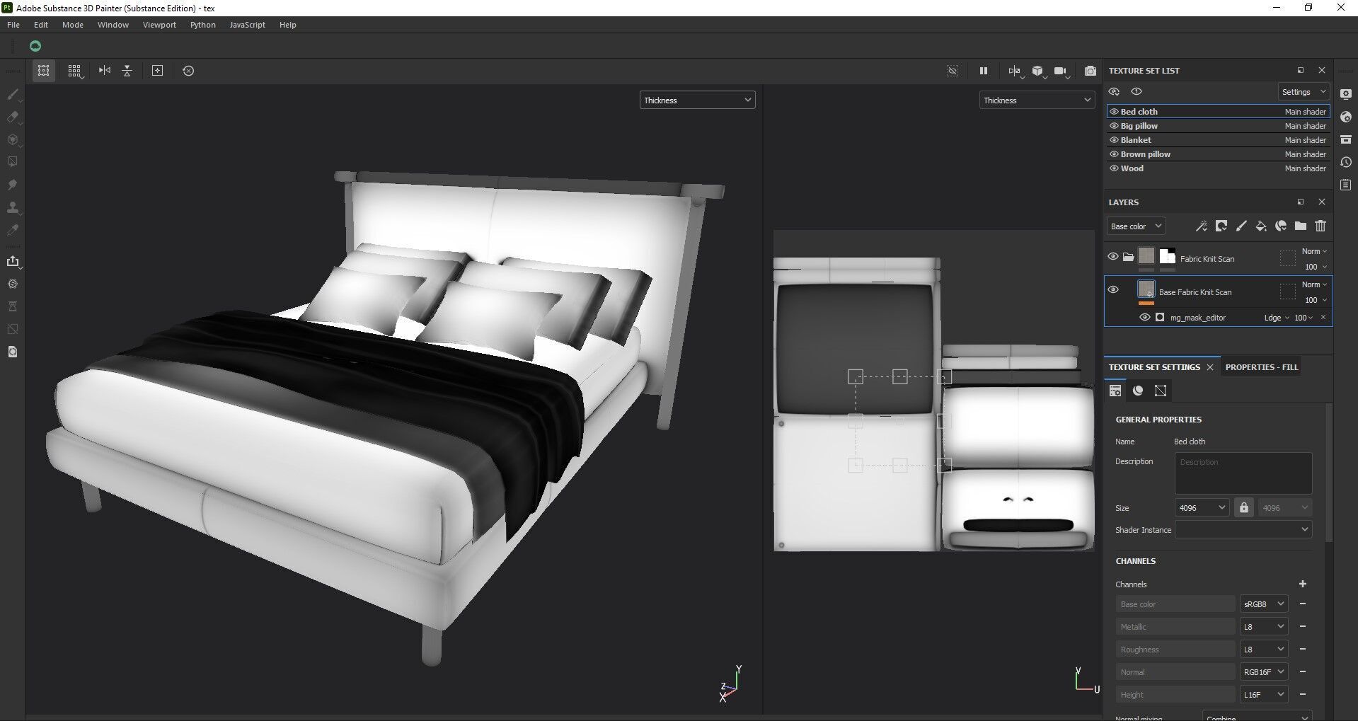 Modern King Size Bed Low-poly 3D model_26