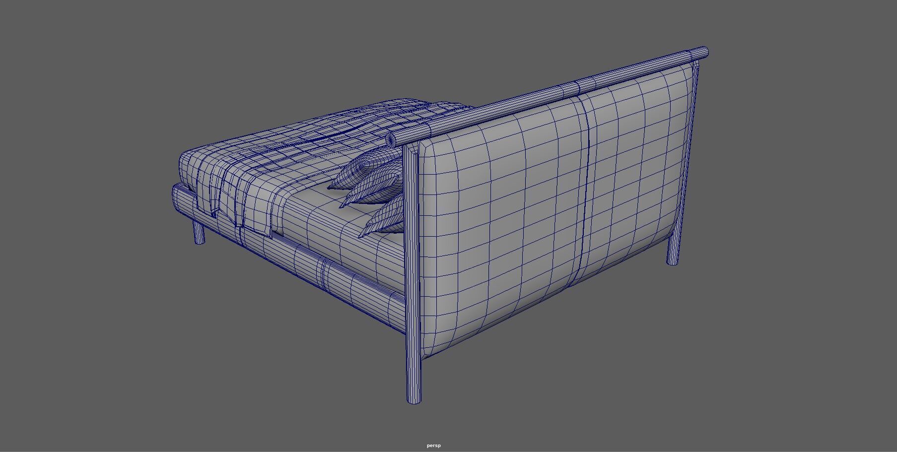 Modern King Size Bed Low-poly 3D model_19
