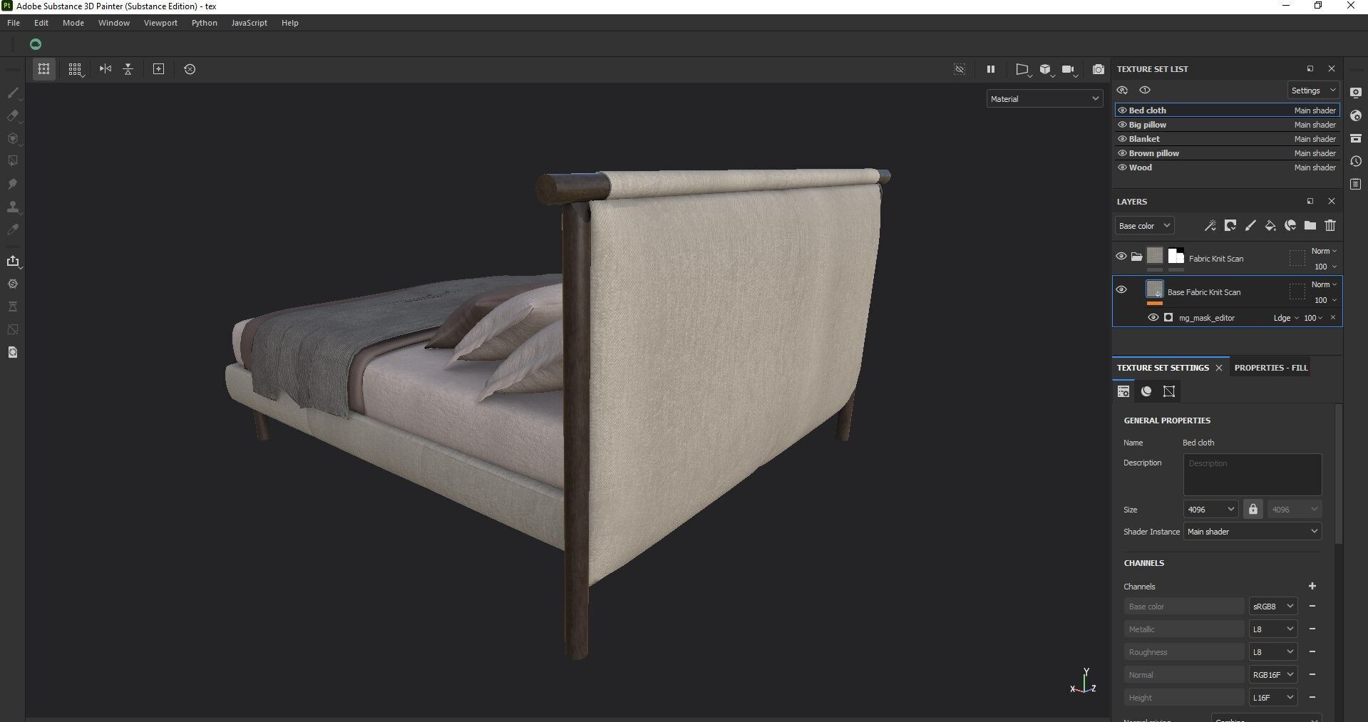 Modern King Size Bed Low-poly 3D model_31