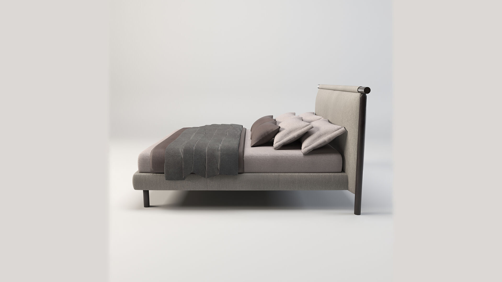 Modern King Size Bed Low-poly 3D model_2