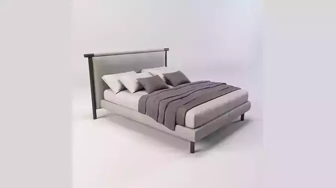Modern King Size Bed Low-poly 3D model
