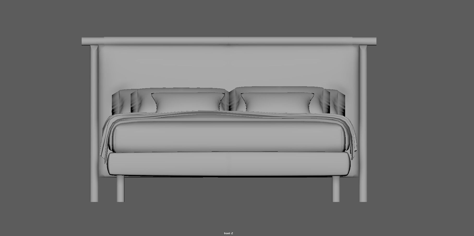 Modern King Size Bed Low-poly 3D model_10
