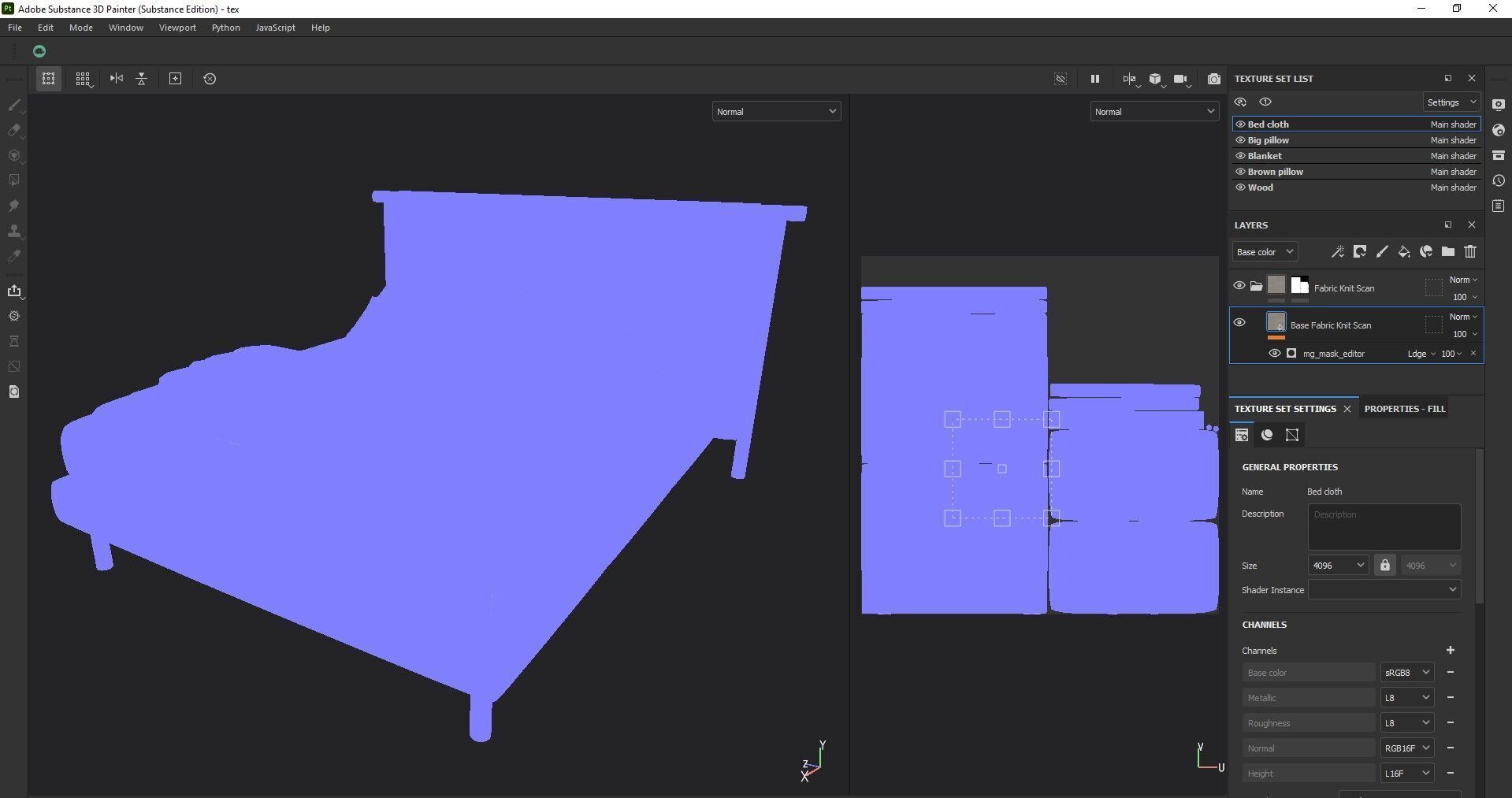 Modern King Size Bed Low-poly 3D model_20