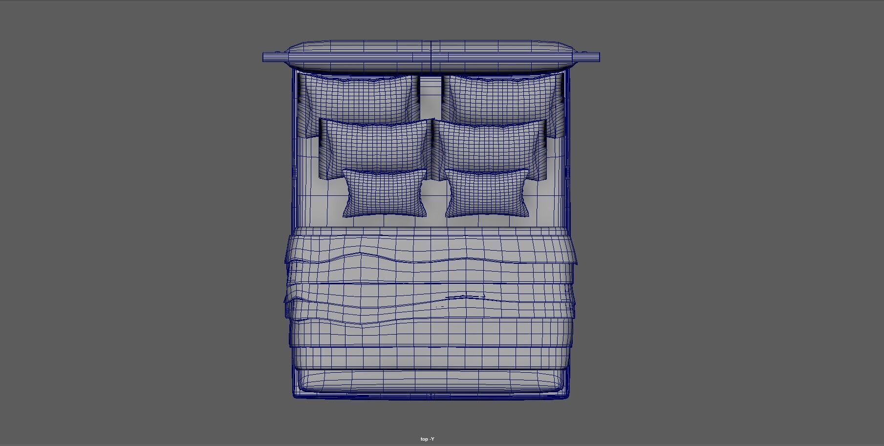 Modern King Size Bed Low-poly 3D model_15