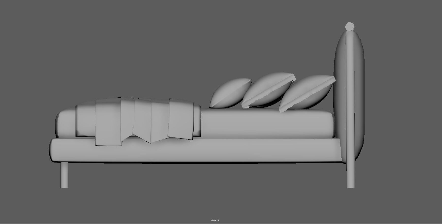 Modern King Size Bed Low-poly 3D model_12