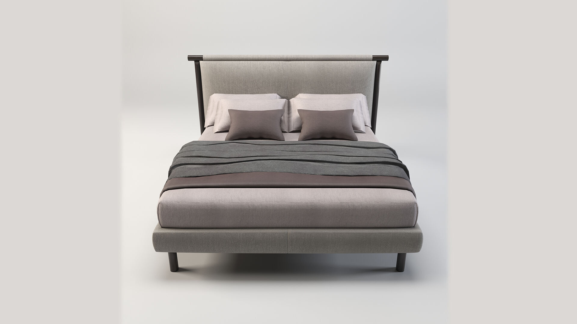 Modern King Size Bed Low-poly 3D model_6