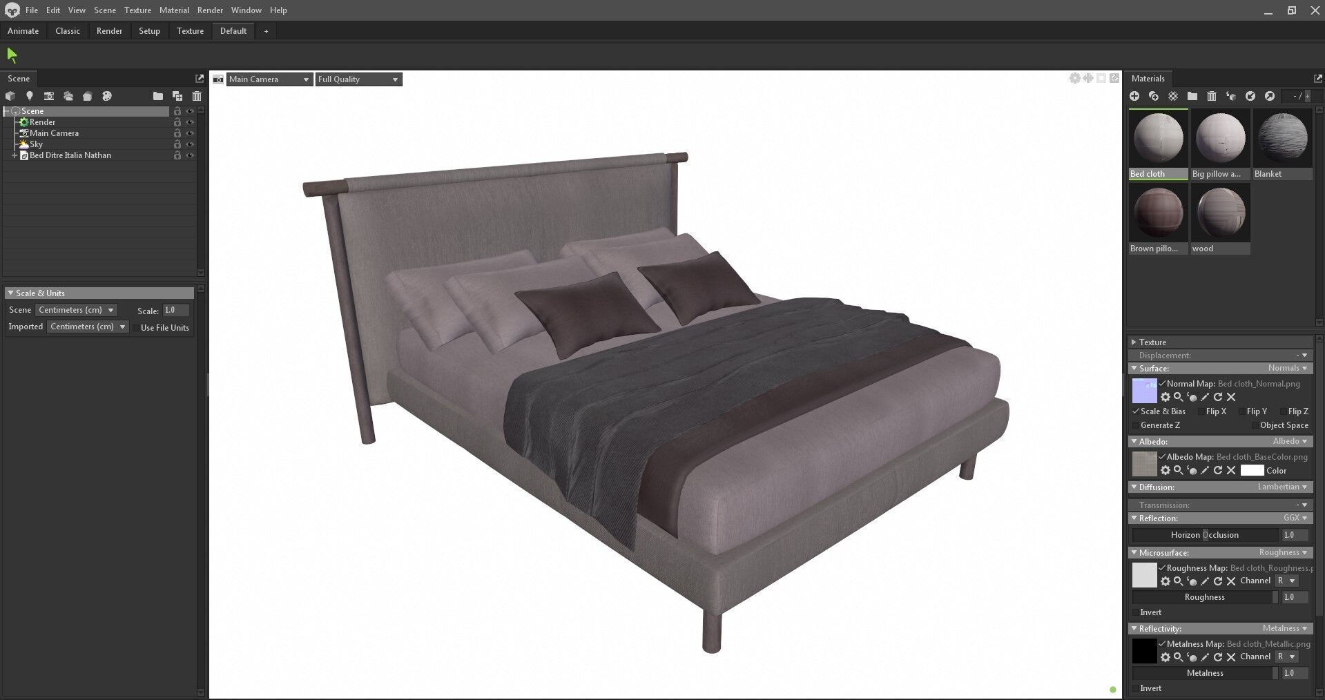 Modern King Size Bed Low-poly 3D model_32