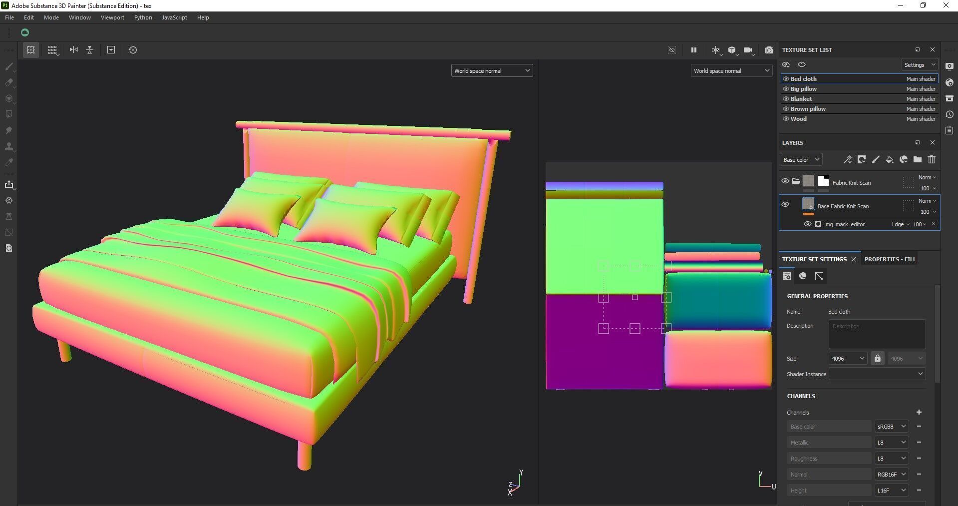 Modern King Size Bed Low-poly 3D model_21