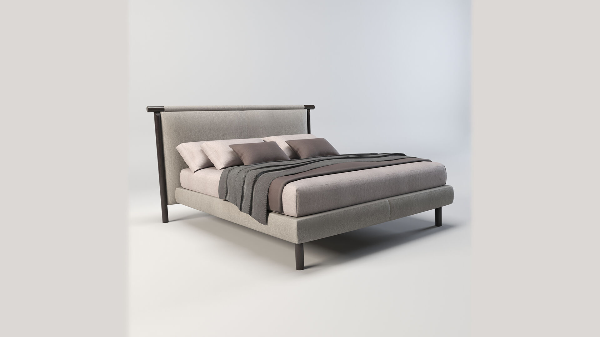 Modern King Size Bed Low-poly 3D model_3