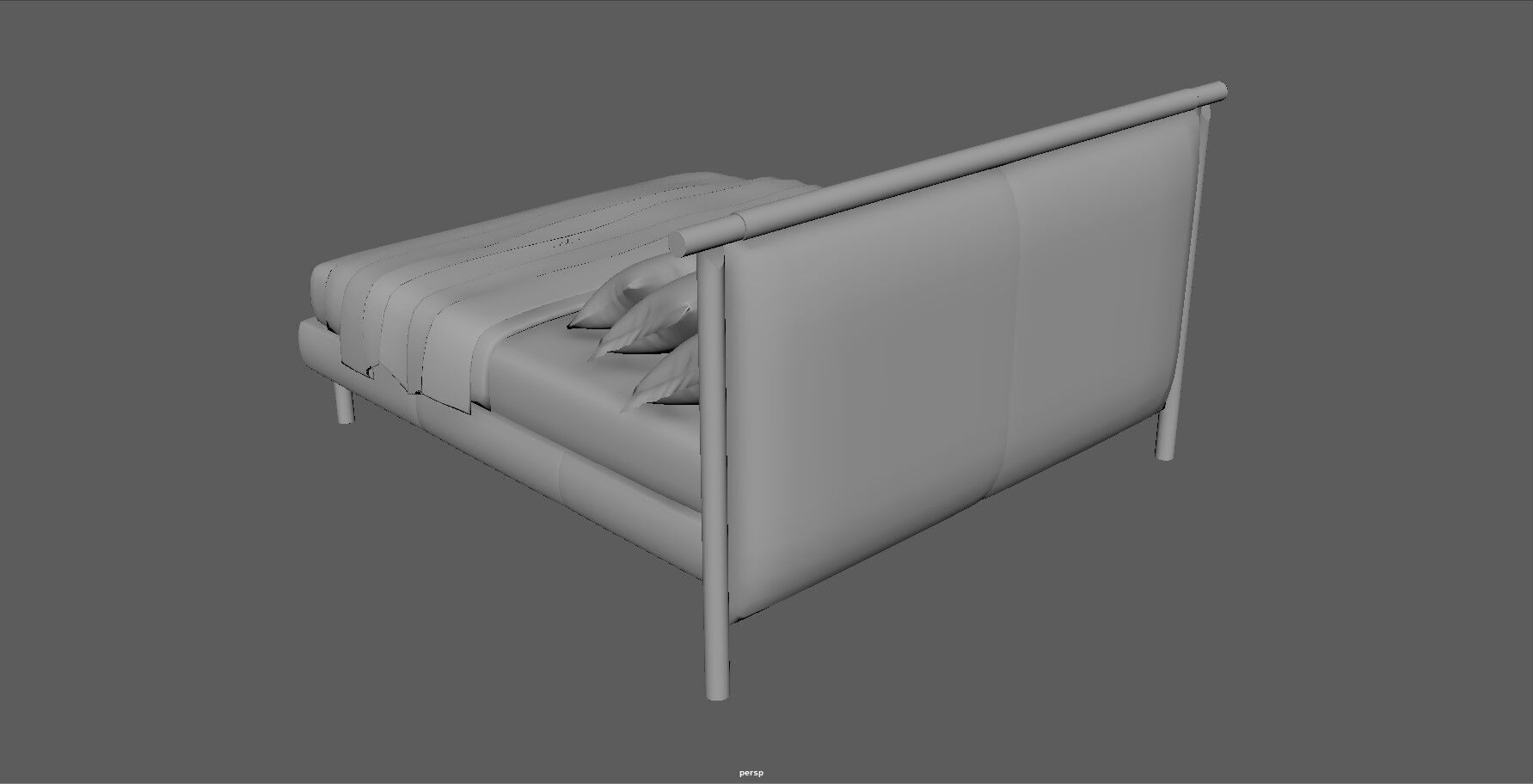 Modern King Size Bed Low-poly 3D model_18