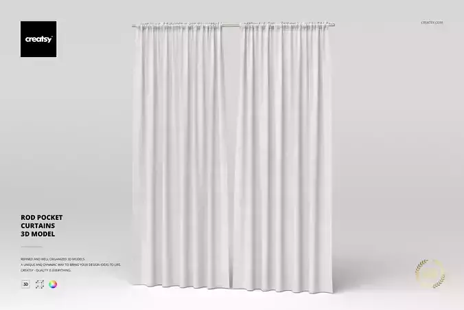 Rod Pocket Curtains 3D Model