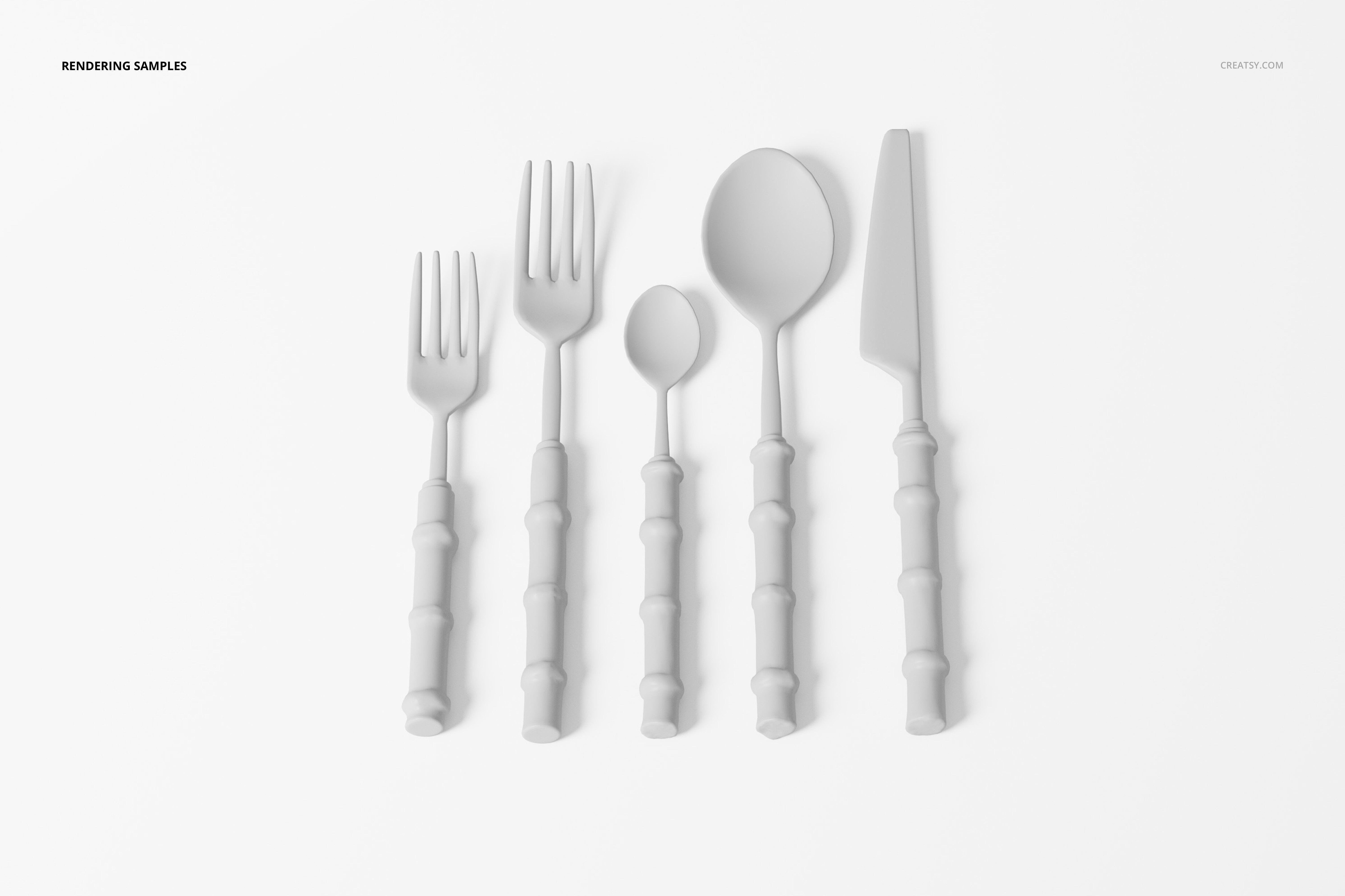 Dinner Bamboo Cutlery Set Of Five 3D Model 3D model_1