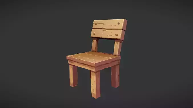 Pixelated wooden chair
