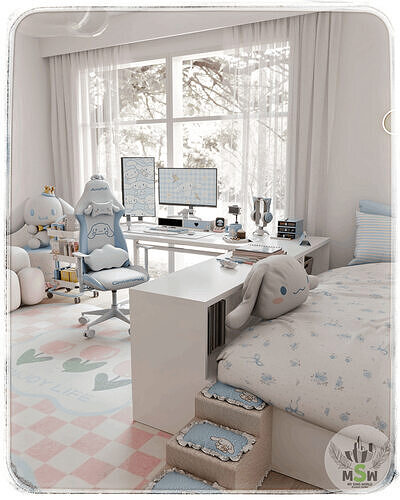 Cinnamoroll Bedroom Blender Scene 3D model