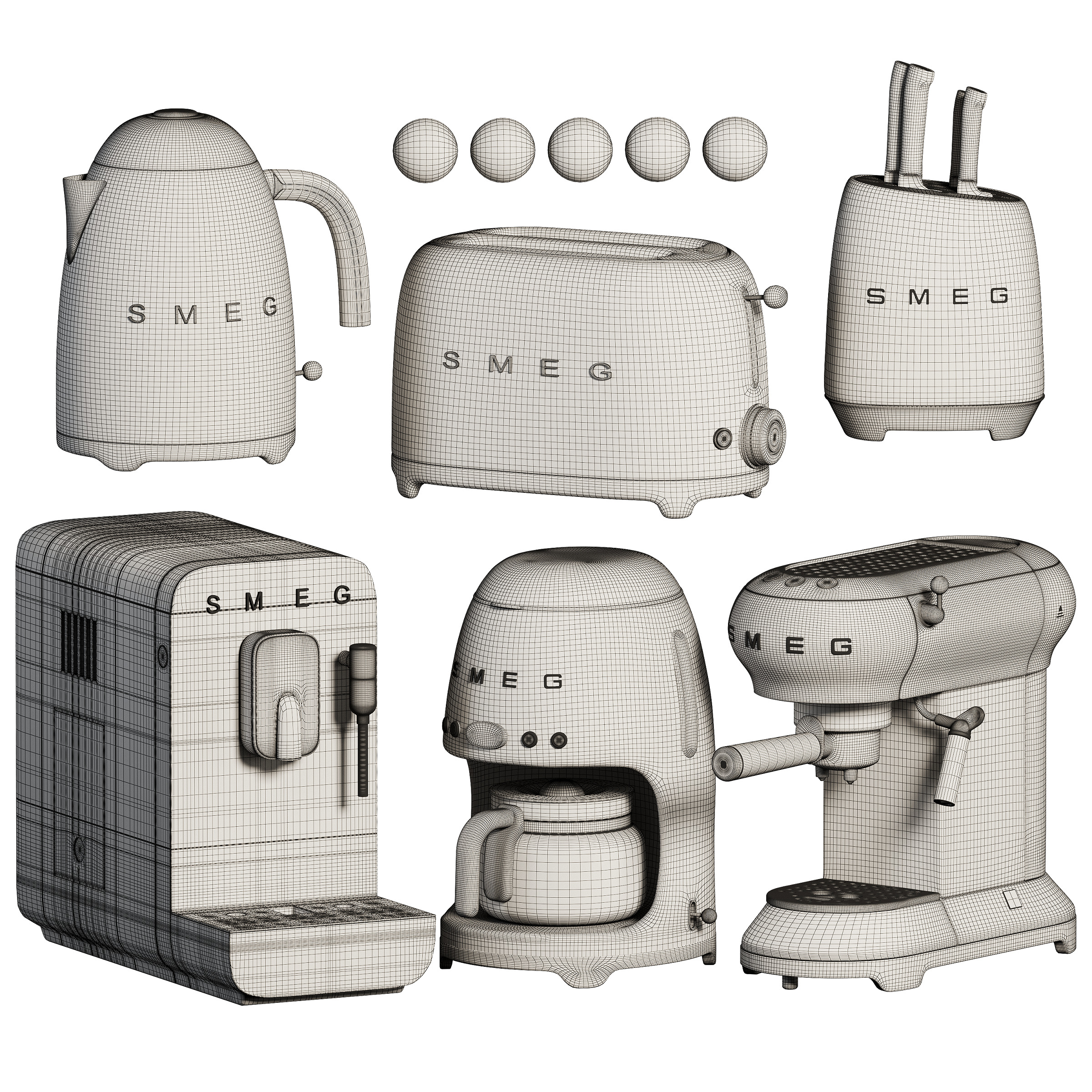 kitchen appliances SMEG 01 Low-poly 3D model_4