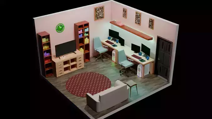 3D Office Interior Design - Workstation 