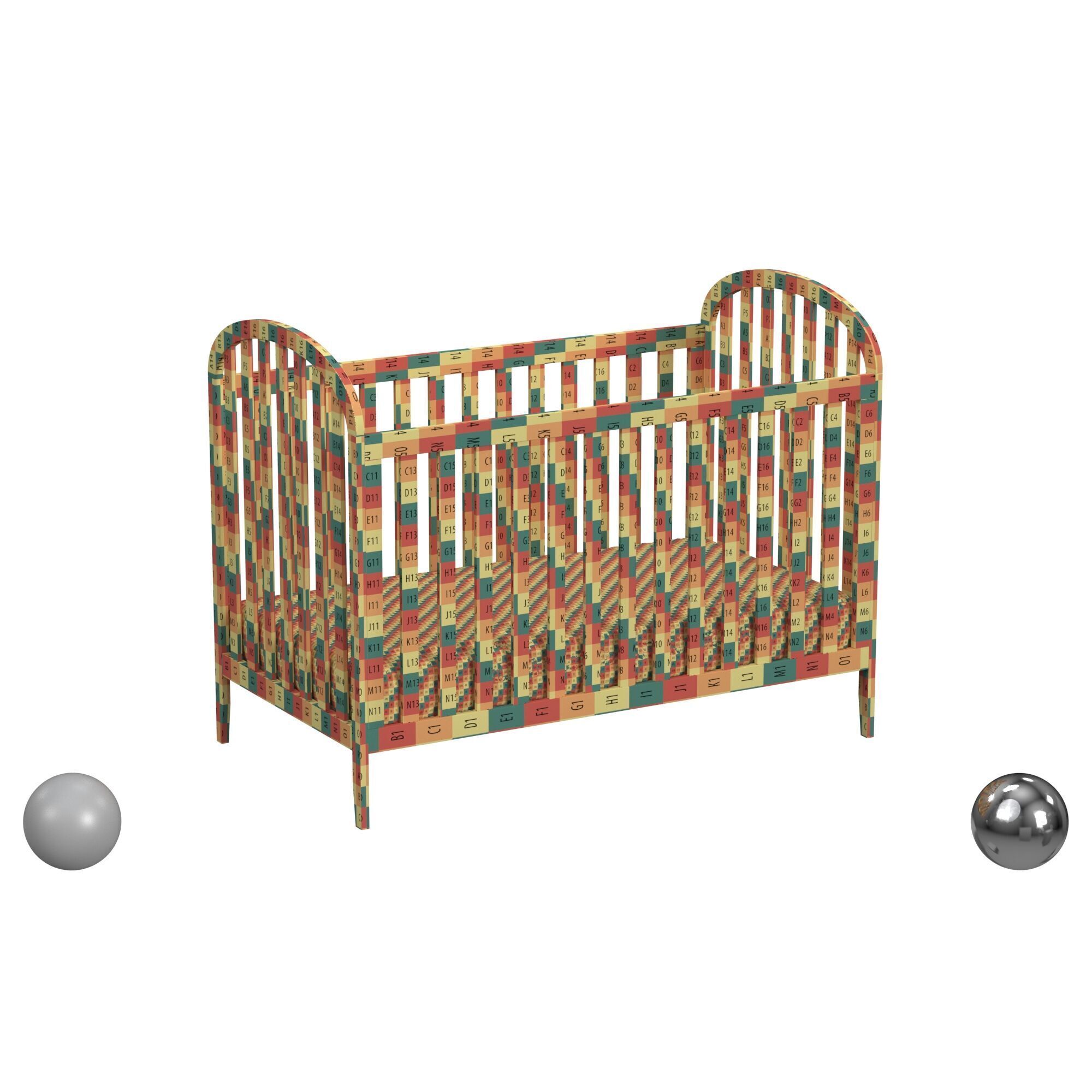 Beau 3-in-1 Convertible Crib in Honey 3D model_2