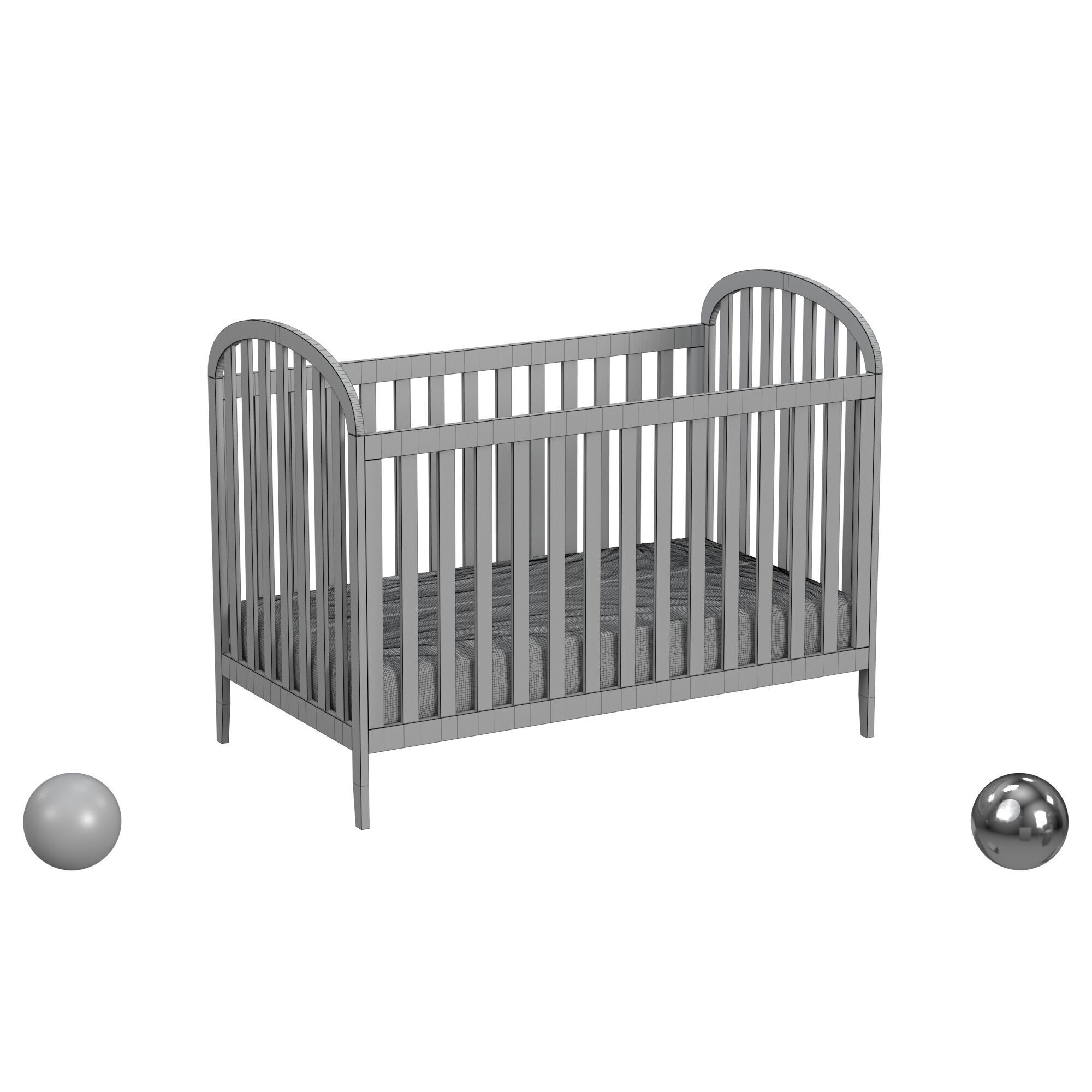 Beau 3-in-1 Convertible Crib in Honey 3D model_3