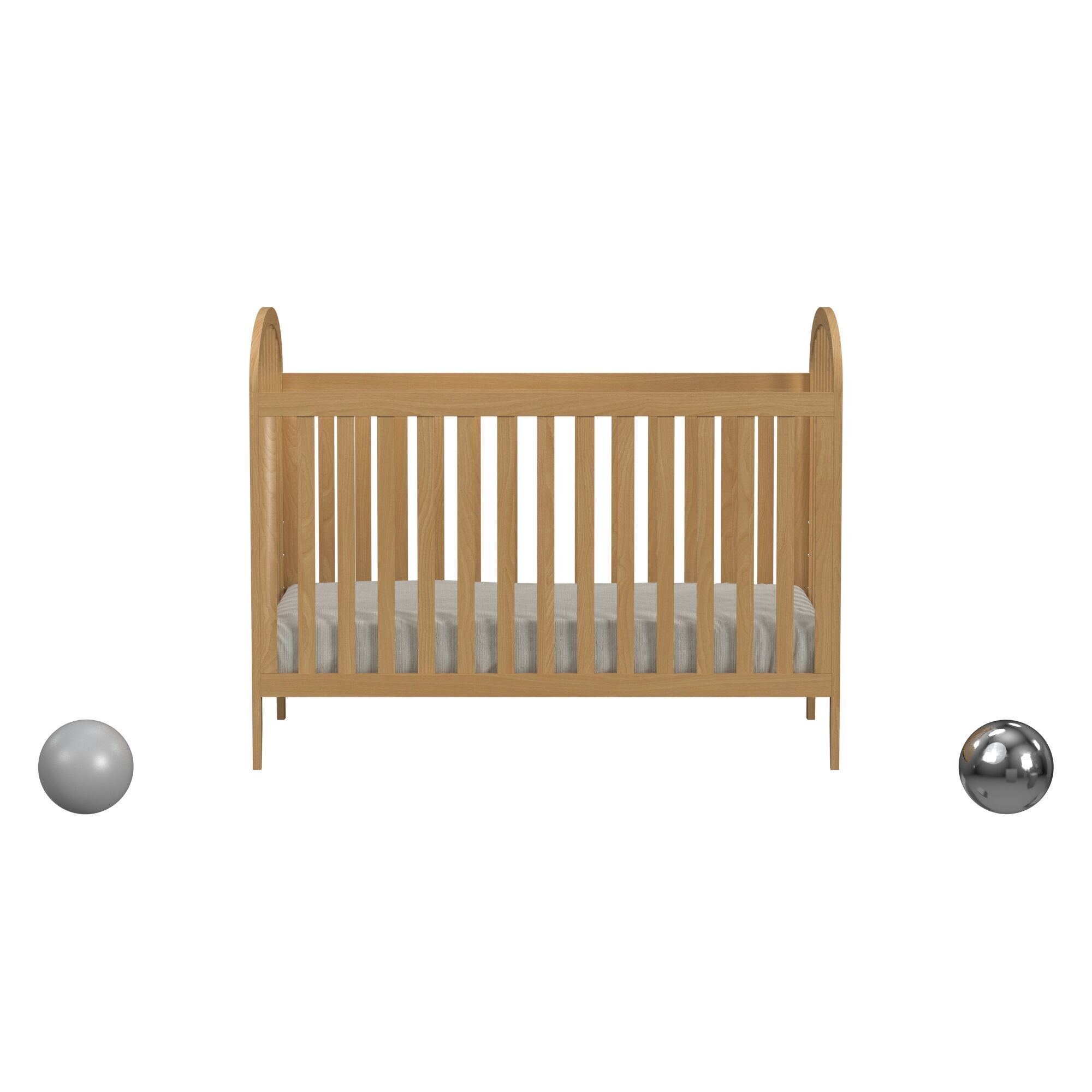 Beau 3-in-1 Convertible Crib in Honey 3D model_1