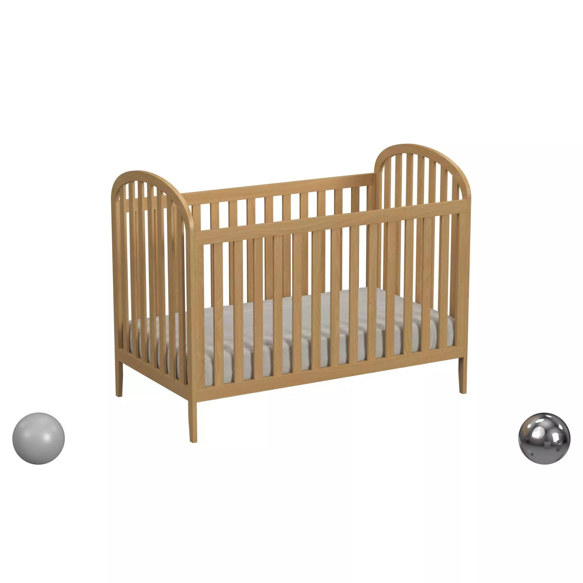 Beau 3-in-1 Convertible Crib in Honey 3D model_0