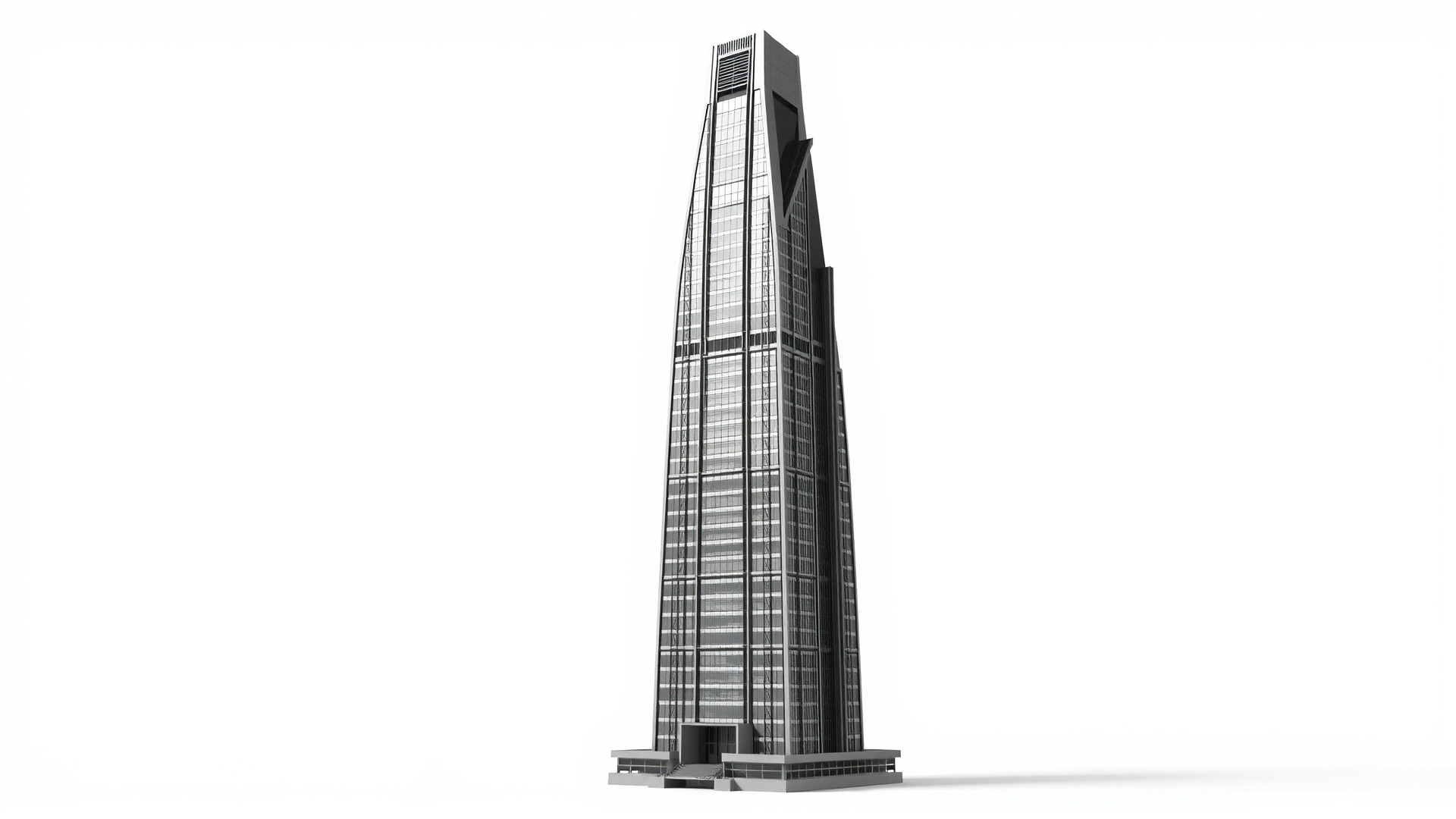 Futuristic Skyscraper Architectural Design Low-poly 3D model_3