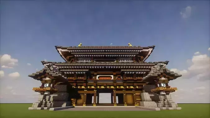  Japanese Castle  - 3D MODEL  Jiu Yue Castle Hatogoe Gate