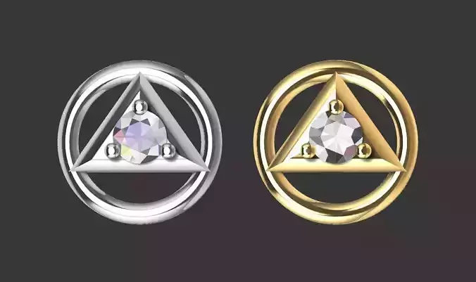 Earrings with stone - Big circle