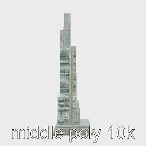 Futuristic Skyscraper Architectural Model Low-poly 3D model