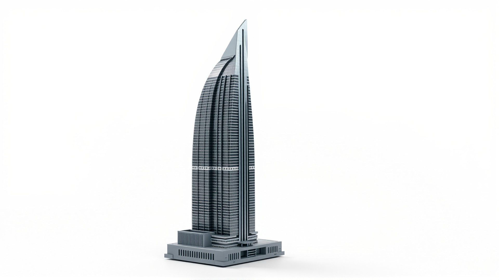 Futuristic Skyscraper Architectural Model Low-poly 3D model_3