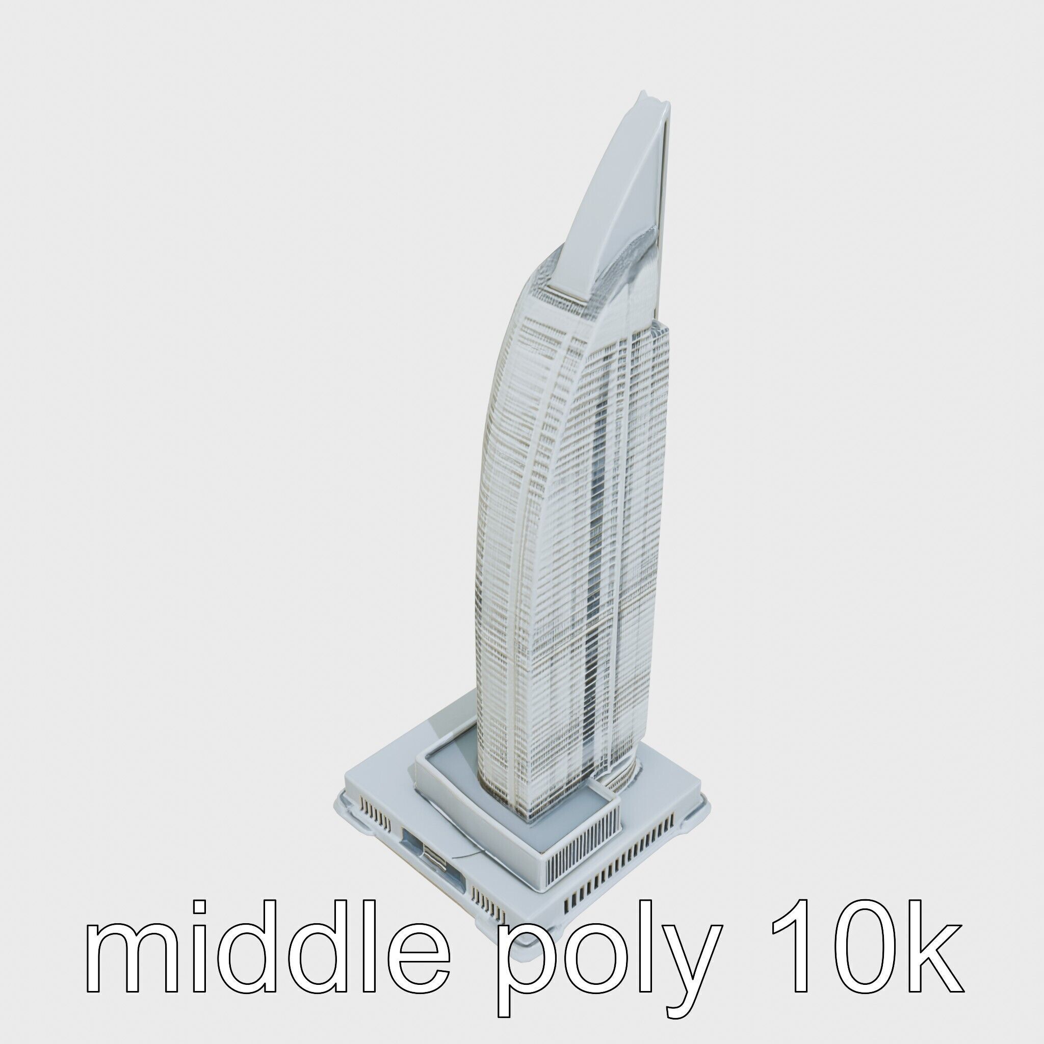 Futuristic Skyscraper Architectural Model Low-poly 3D model_9