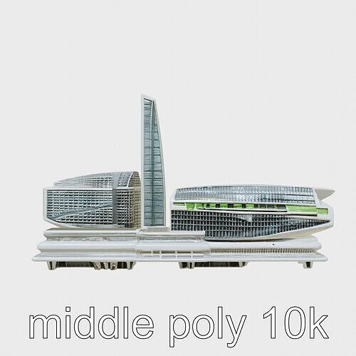 Futuristic Skyscraper Complex Model Low-poly 3D model